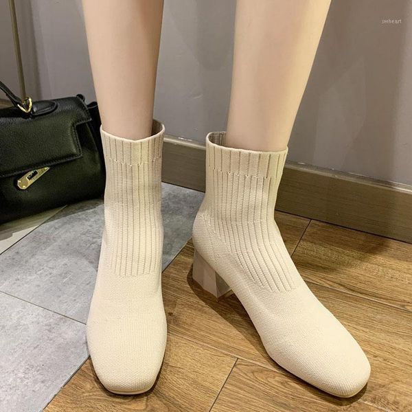 boots autumn soft knitted elastic socks women fashion square toe thick heel ankle woman yellow slip on botas mujer1, Black
boots autumn soft knitted elastic socks women fashion square toe thick heel ankle woman yellow slip on botas mujer1, Black