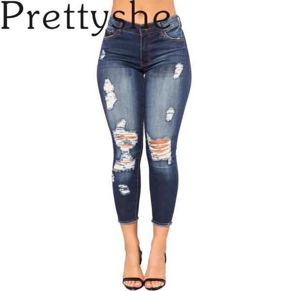 women stretch ripped distressed low-waist denim cropped pants shredded jeans trousers slim jeggings ladies spring autumn wear, Blue
women stretch ripped distressed low-waist denim cropped pants shredded jeans trousers slim jeggings ladies spring autumn wear, Blue