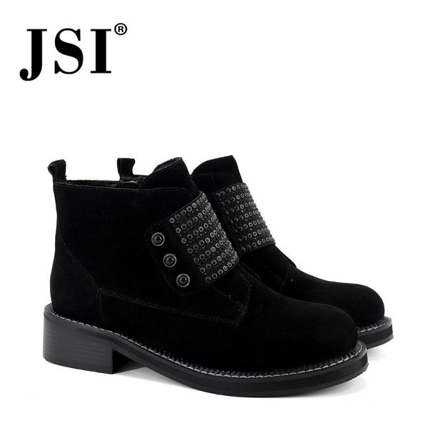 boots jsi women genuine leather ankle round toe square heel med heels solid handmade shoes sequins decoration winter jc379, Black
boots jsi women genuine leather ankle round toe square heel med heels solid handmade shoes sequins decoration winter jc379, Black