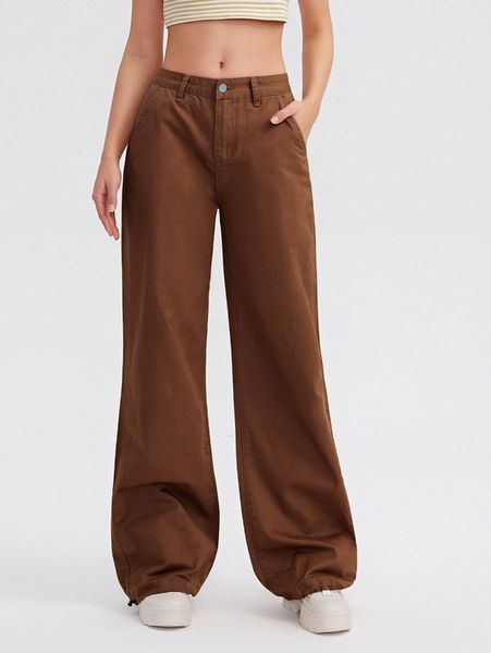 drawstring hem wide leg jeans w8ti#, Blue 
drawstring hem wide leg jeans w8ti#, Blue