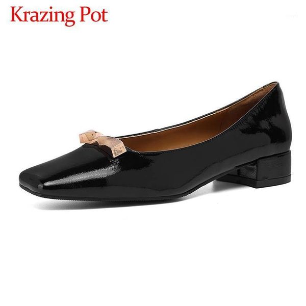 krazing pot new simple style full grain leather metal decorations square toe thick med heel slip on beauty girls women pumps l251, Black
krazing pot new simple style full grain leather metal decorations square toe thick med heel slip on beauty girls women pumps l251, Black