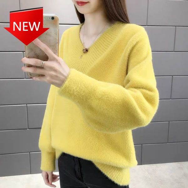 collar full sleeves casual thick solid soft warm knitted pullover 2020 new winter women mink cashmere sweaters v-neck round h1211, White;black
collar full sleeves casual thick solid soft warm knitted pullover 2020 new winter women mink cashmere sweaters v-neck round h1211, White;black