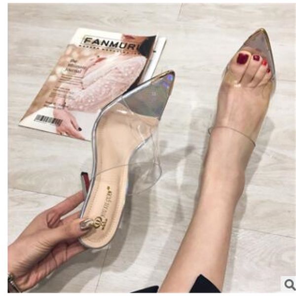 women's peep-toe will see you transparent woman's slippers slide shallow high heels 11.5 cm in the open air bombs, Black
women's peep-toe will see you transparent woman's slippers slide shallow high heels 11.5 cm in the open air bombs, Black