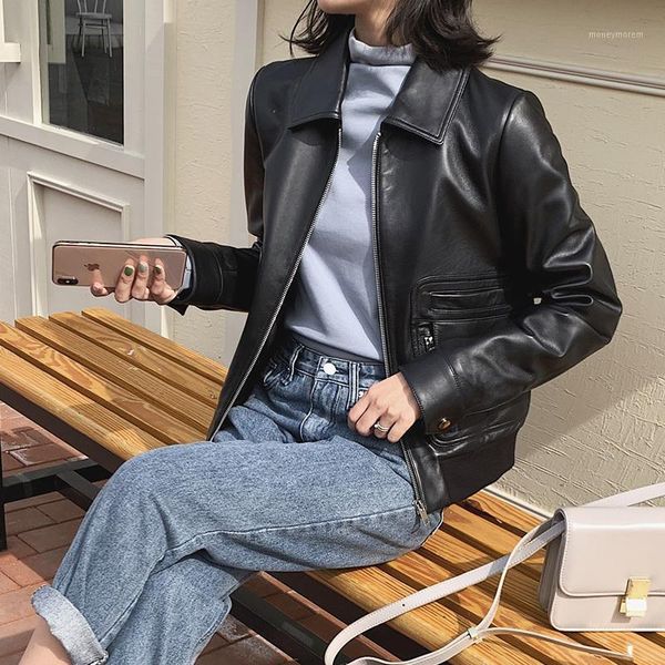 women's leather & faux genuine jacket women clothes 2021 casual real sheepskin coat female slim fit ladies jackets outerwear b19d010341, Black
women's leather & faux genuine jacket women clothes 2021 casual real sheepskin coat female slim fit ladies jackets outerwear b19d010341, Black