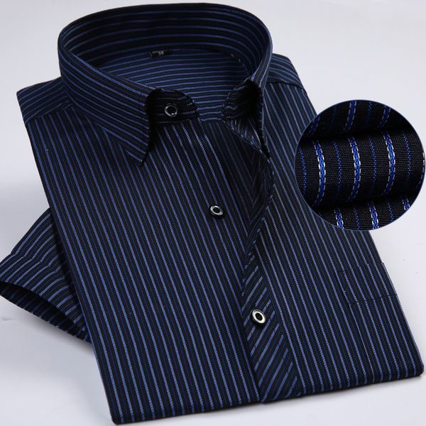 summer short sleeve striped regular fit non-iron easy care business men shirts no fade no shrink with chest pocket 201124, White;black
summer short sleeve striped regular fit non-iron easy care business men shirts no fade no shrink with chest pocket 201124, White;black