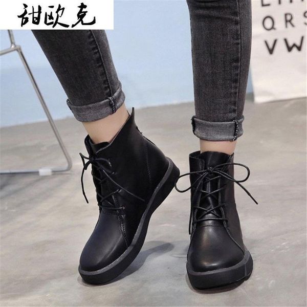 boots 2021 winter women's ankle fashion lace-up flat shoes woman mid heel platform pu leather warm botas mujer1, Black
boots 2021 winter women's ankle fashion lace-up flat shoes woman mid heel platform pu leather warm botas mujer1, Black