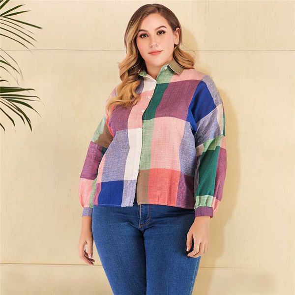 2021 new autumn shirt women fashion plaid cardigan button multicolor loose plus size commute office ladies blouse high grade, White
2021 new autumn shirt women fashion plaid cardigan button multicolor loose plus size commute office ladies blouse high grade, White