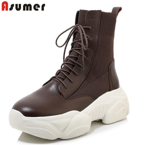 asumer 2020 горячая распродажа плоская платформа сапоги женские натуральные кожаные + эластичные вязание повседневные туфли удобные ботилью, Black
asumer 2020 горячая распродажа плоская платформа сапоги женские натуральные кожаные + эластичные вязание повседневные туфли удобные ботилью, Black