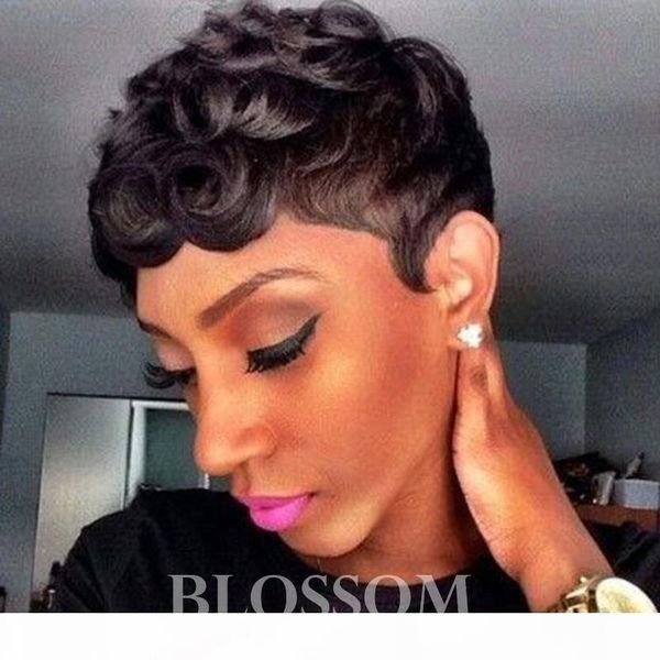 short pixie cut wigs for black women human hair wig for women small curly african american human hair cute wig, Black;brown 
short pixie cut wigs for black women human hair wig for women small curly african american human hair cute wig, Black;brown