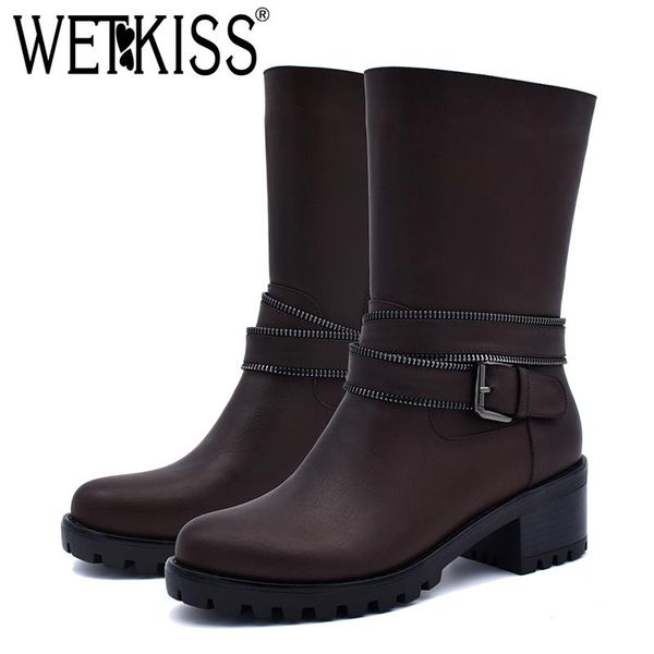 boots wetkiss med heels winter mid calf metal decoration plush footwear women round toe thick fashion ladies shoes, Black
boots wetkiss med heels winter mid calf metal decoration plush footwear women round toe thick fashion ladies shoes, Black