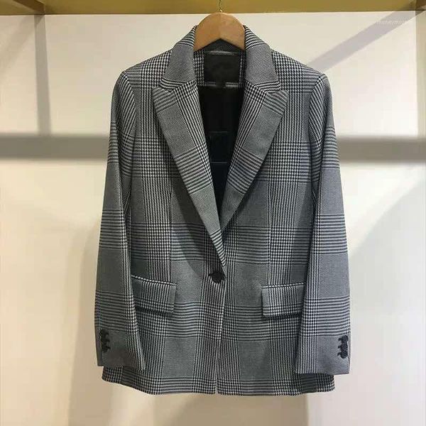 women's suits & blazers houndstooth retro plaid women coat single button long sleeve split slim casual blazer1, White;black
women's suits & blazers houndstooth retro plaid women coat single button long sleeve split slim casual blazer1, White;black