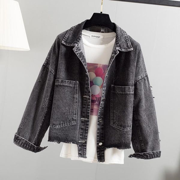 women's jackets basic loose plus size denim jacket women spring autumn long sleeve jeans fashion lapel single breasted female coat1, Black;brown
women's jackets basic loose plus size denim jacket women spring autumn long sleeve jeans fashion lapel single breasted female coat1, Black;brown
