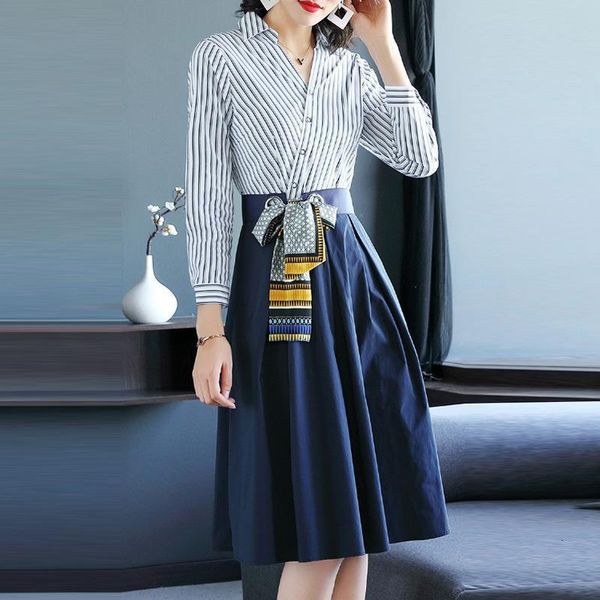 spring autumn winter dress womwn stripe shirt dress office ladies elegant patchwork a line bandage tunic dresses with sashes vestidos, Black;gray
spring autumn winter dress womwn stripe shirt dress office ladies elegant patchwork a line bandage tunic dresses with sashes vestidos, Black;gray