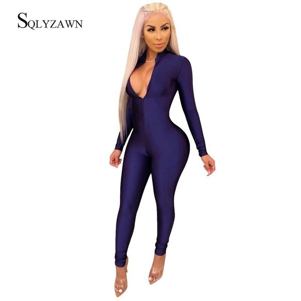long sleeve bodycon zipper jumpsuit women fall solid red blue black romper female autumn streetwear casual skinny overalls 201007, Black;white
long sleeve bodycon zipper jumpsuit women fall solid red blue black romper female autumn streetwear casual skinny overalls 201007, Black;white