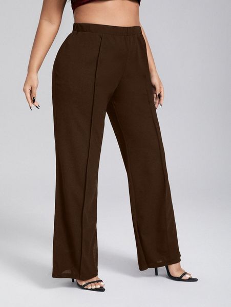 plus elastic waist wide leg pants 08ik#, Black;gray
plus elastic waist wide leg pants 08ik#, Black;gray