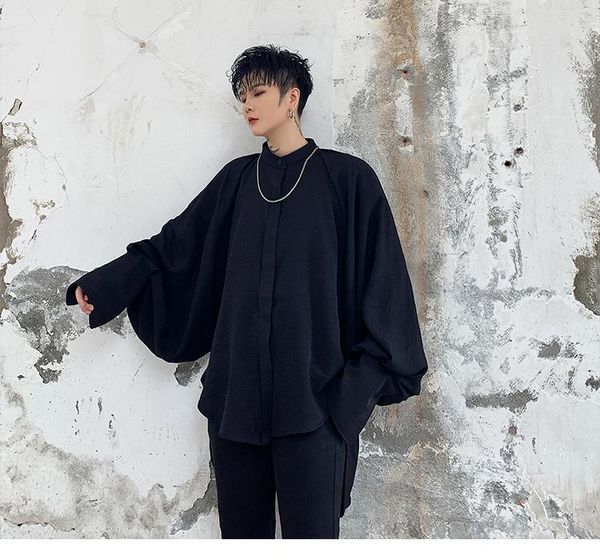 male japan streetwear hip hop loose casual black white stage show shirt men bat long sleeve stand collar party dress shirts, White;black
male japan streetwear hip hop loose casual black white stage show shirt men bat long sleeve stand collar party dress shirts, White;black