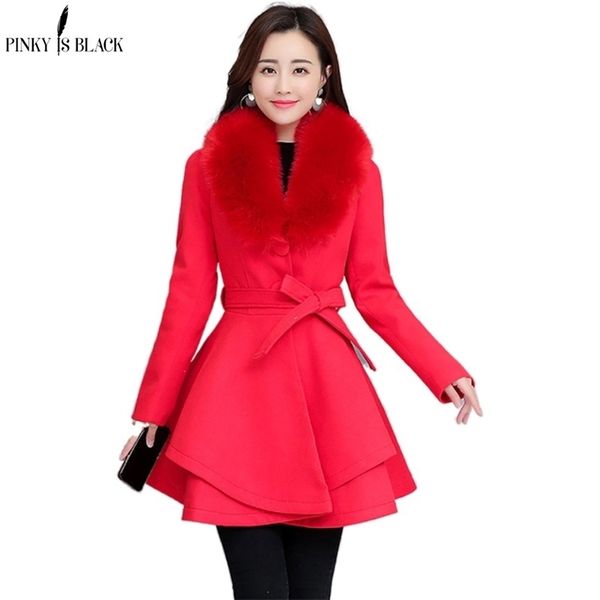pinkyisblack new 2020 autumn winter wool coat women long elegant wool blend coats female sweet preppy large fur coat outwear lj201128, Black
pinkyisblack new 2020 autumn winter wool coat women long elegant wool blend coats female sweet preppy large fur coat outwear lj201128, Black