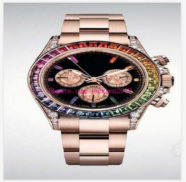 mens wristwatch 40mm 116505 solid rose gold black gold dial rainbow bezel automatic fashion men's watch, Slivery;brown
mens wristwatch 40mm 116505 solid rose gold black gold dial rainbow bezel automatic fashion men's watch, Slivery;brown