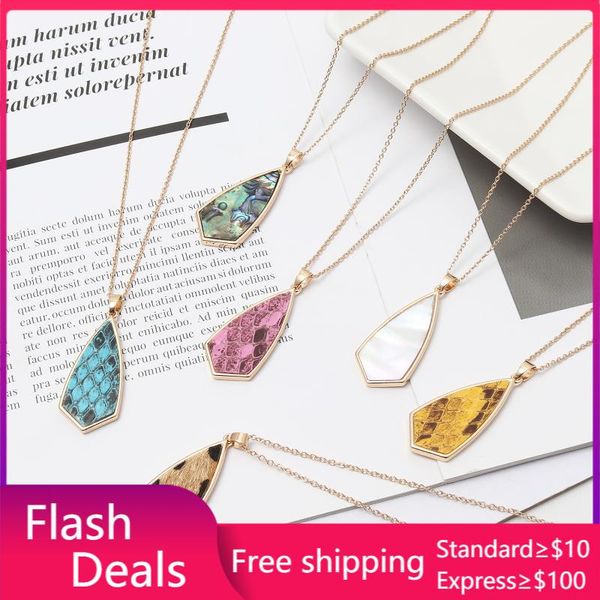 pendant necklaces acrylic abalone shell leopard curved geometric necklace snakeskin leather gold charm body brand jewelry, Silver
pendant necklaces acrylic abalone shell leopard curved geometric necklace snakeskin leather gold charm body brand jewelry, Silver