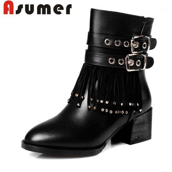 asumer 2020 new metal buckle ankle boots for women pointed toe solid winter boots solid simple thick heels genuine leather1, Black
asumer 2020 new metal buckle ankle boots for women pointed toe solid winter boots solid simple thick heels genuine leather1, Black