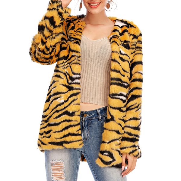 plus size yellow leopard print coat autumn winter warm faux fur jacket fashion casual o-neck outerwear plush women's clothing kg-130, Black
plus size yellow leopard print coat autumn winter warm faux fur jacket fashion casual o-neck outerwear plush women's clothing kg-130, Black