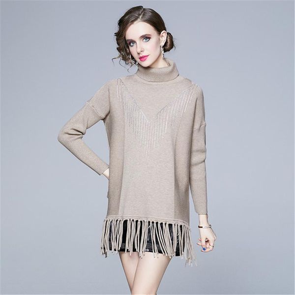 european style new women pullover heavy drill turtleneck long sleeve knitted casual sweater 2021 spring, White;black
european style new women pullover heavy drill turtleneck long sleeve knitted casual sweater 2021 spring, White;black