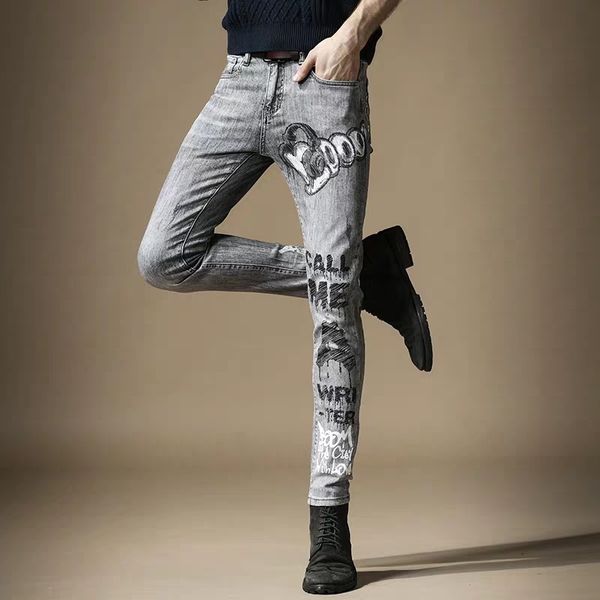 new 2020 men's male fashion jeans brand slim spring pants korean trend high-end embroidery gray trousers, Blue
new 2020 men's male fashion jeans brand slim spring pants korean trend high-end embroidery gray trousers, Blue