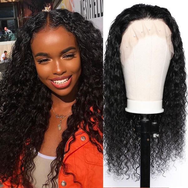 lace wigs curly front human hair pre plucked remy with baby, Black;brown