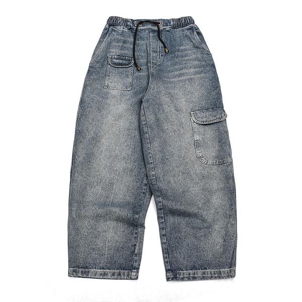 new style men's retro street loose washed old denim pants american casual trendy pocket overalls, Black
new style men's retro street loose washed old denim pants american casual trendy pocket overalls, Black