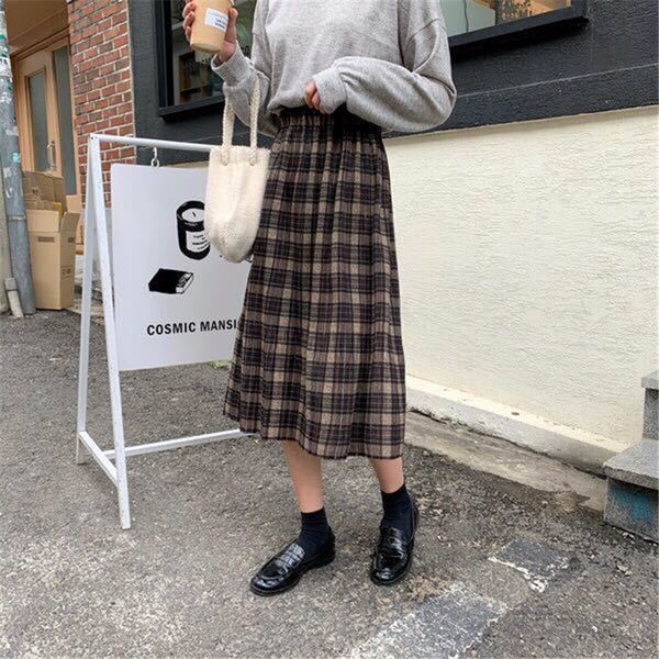 vintage wool pleated plaid skirt women high waist plus size long skirt autumn winter harajuku female party skirt streetwear 201111, Black
vintage wool pleated plaid skirt women high waist plus size long skirt autumn winter harajuku female party skirt streetwear 201111, Black