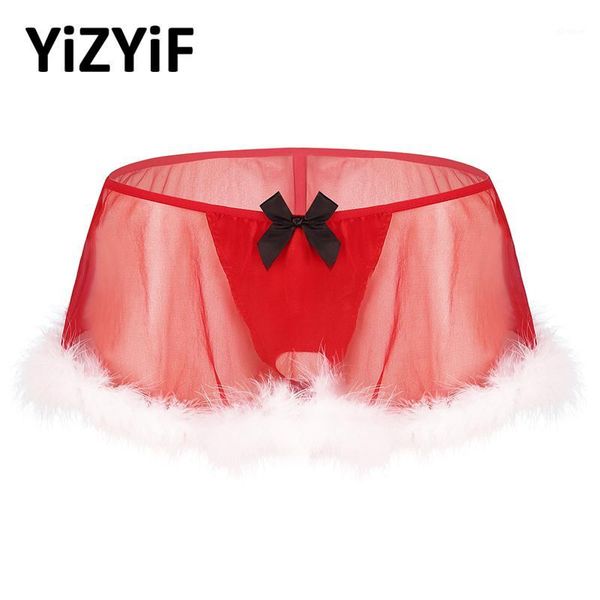 men lingerie sissy panties santa christmas costume see through sheer elastic low rise white feather hem g-string panties skirt1
men lingerie sissy panties santa christmas costume see through sheer elastic low rise white feather hem g-string panties skirt1
