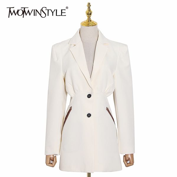 twotwinstyle hollow out blazer for women notched long sleeve high waist back split elegant suit female summer fashion new 201201, White;black
twotwinstyle hollow out blazer for women notched long sleeve high waist back split elegant suit female summer fashion new 201201, White;black