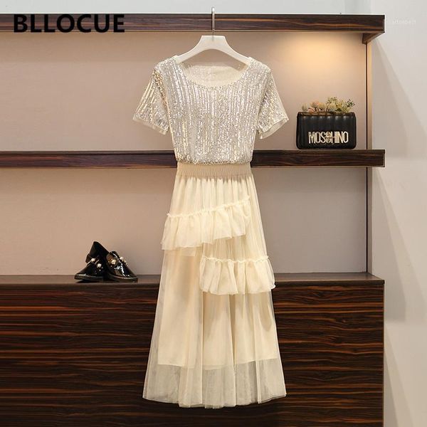 women's two piece pants bllocue 2021 fashion two-piece set women round neck sequined split irregular mesh gauze cake skirt set1, White
women's two piece pants bllocue 2021 fashion two-piece set women round neck sequined split irregular mesh gauze cake skirt set1, White