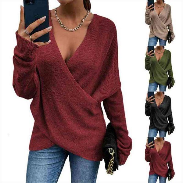 knit sweater women fall long sleeve deep v-neck cross front office clothes solid jumper casual sweaters, White;black
knit sweater women fall long sleeve deep v-neck cross front office clothes solid jumper casual sweaters, White;black