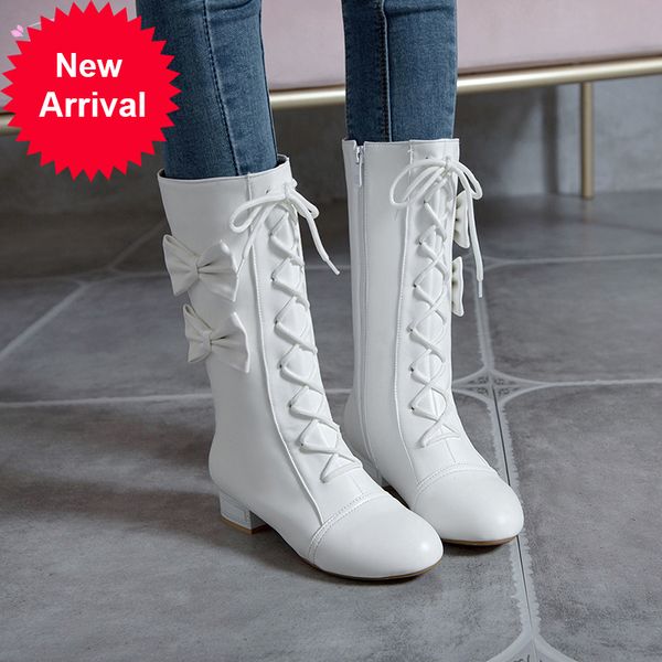 2021 the new sweet round head mid calf style bow-up bow-knot bowknot black zipper pink bottom heel thick riding boots lady shoes hl9k
2021 the new sweet round head mid calf style bow-up bow-knot bowknot black zipper pink bottom heel thick riding boots lady shoes hl9k