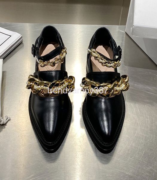 dress shoes spring pearl metal chain pointed shallow mouth shoes women's flat leather mary jane grandma, Black
dress shoes spring pearl metal chain pointed shallow mouth shoes women's flat leather mary jane grandma, Black