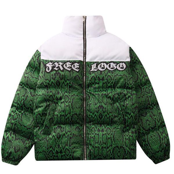 men's down & parkas winter men jackets hip hop snakeskin python pattern print color block patchwork zipper cotton padded thick coat, Black
men's down & parkas winter men jackets hip hop snakeskin python pattern print color block patchwork zipper cotton padded thick coat, Black