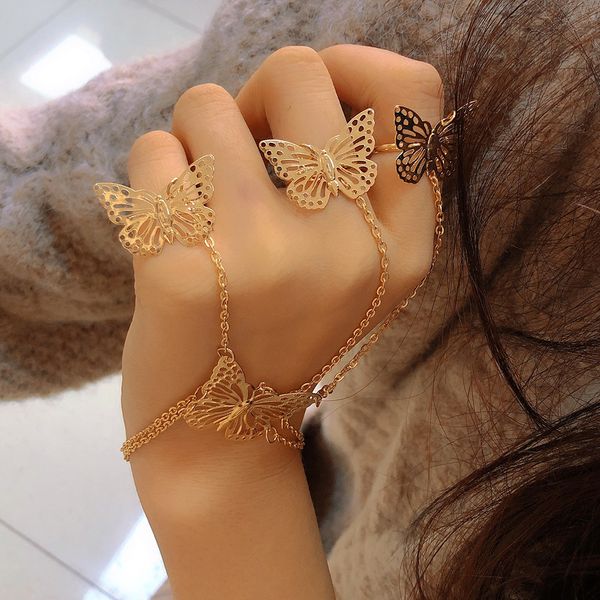 hollow butterfly finger bracelet ins style ring bracelet one chain fashion jewelry women girl accessories, Golden;silver
hollow butterfly finger bracelet ins style ring bracelet one chain fashion jewelry women girl accessories, Golden;silver
