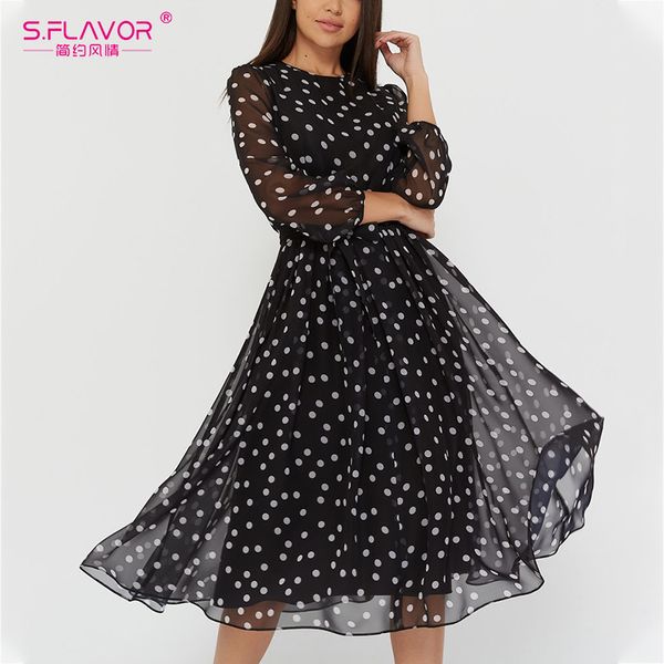 s.flavor vintage dot printing women chiffon dress 2020 autumn winter fashion casual dress boho beach women a-line vestidos h1210, Black;gray
s.flavor vintage dot printing women chiffon dress 2020 autumn winter fashion casual dress boho beach women a-line vestidos h1210, Black;gray