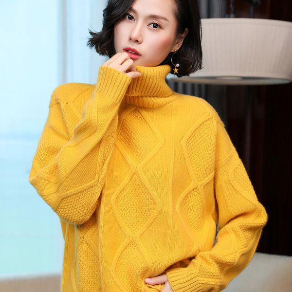 products of european pure cashmere thickness women's turtlenecks lazy wind loose temperament big pullove sweater q7v1, White;black
products of european pure cashmere thickness women's turtlenecks lazy wind loose temperament big pullove sweater q7v1, White;black