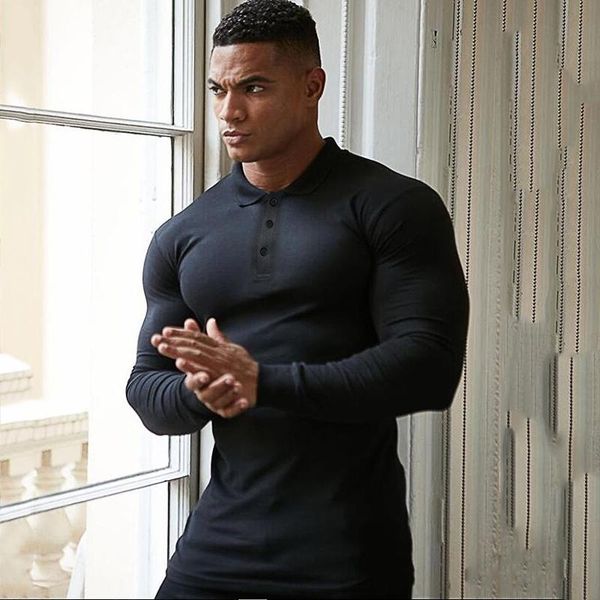 men's polos autumn men shirt brand fashion clothing stretch cotton business male long sleeve breathable, White;black
men's polos autumn men shirt brand fashion clothing stretch cotton business male long sleeve breathable, White;black