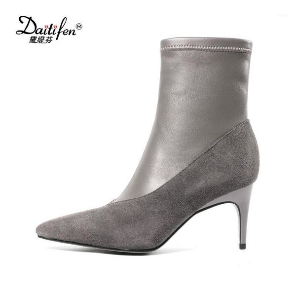 daitifen fashion cow suede stretch boots pointed toe party boots winter thin heel mid-calf autumn mixed colors women shoes1, Black 
daitifen fashion cow suede stretch boots pointed toe party boots winter thin heel mid-calf autumn mixed colors women shoes1, Black