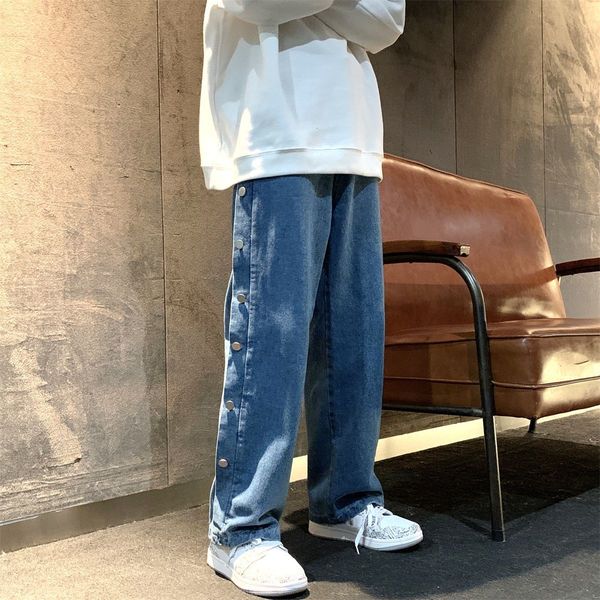 2021 men's spring and winter new buttoned wide brim pants fashion young clothes jsu9, Blue
2021 men's spring and winter new buttoned wide brim pants fashion young clothes jsu9, Blue