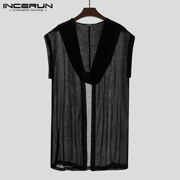 fashion men vests open stitch solid color see through streetwear waistcoat hooded men outerwear sleeveless casual coats incerun, Black;white
fashion men vests open stitch solid color see through streetwear waistcoat hooded men outerwear sleeveless casual coats incerun, Black;white