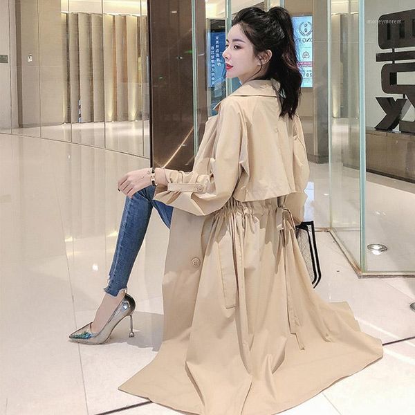 2020 autumn korean trench coat women's lapel elastic belt lace up female windbreaker long solid fashion office lady coats1, Tan;black
2020 autumn korean trench coat women's lapel elastic belt lace up female windbreaker long solid fashion office lady coats1, Tan;black