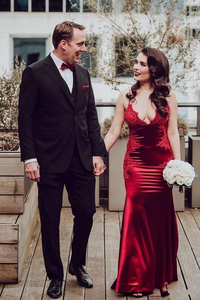 dark red modest spaghetti v neck mermaid prom dresses lace applique criss cross backless formal evening party gowns vestidos de fiesta, Black
dark red modest spaghetti v neck mermaid prom dresses lace applique criss cross backless formal evening party gowns vestidos de fiesta, Black