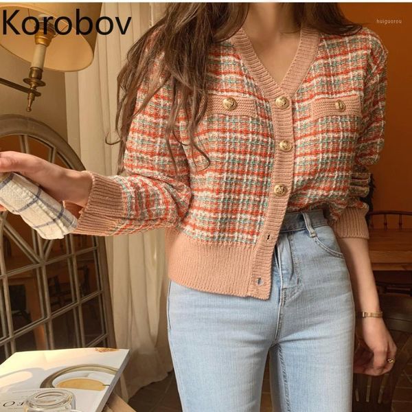 korobov korean chic v neck long sleeve plaid cardigans vintage single breasted pockets cardigan 2020 autumn winter sweater1, White
korobov korean chic v neck long sleeve plaid cardigans vintage single breasted pockets cardigan 2020 autumn winter sweater1, White