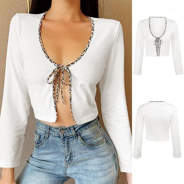 ladies autumn long sleeve cardigan lace-up solid color loose fashion stitching t-shirt1, White
ladies autumn long sleeve cardigan lace-up solid color loose fashion stitching t-shirt1, White