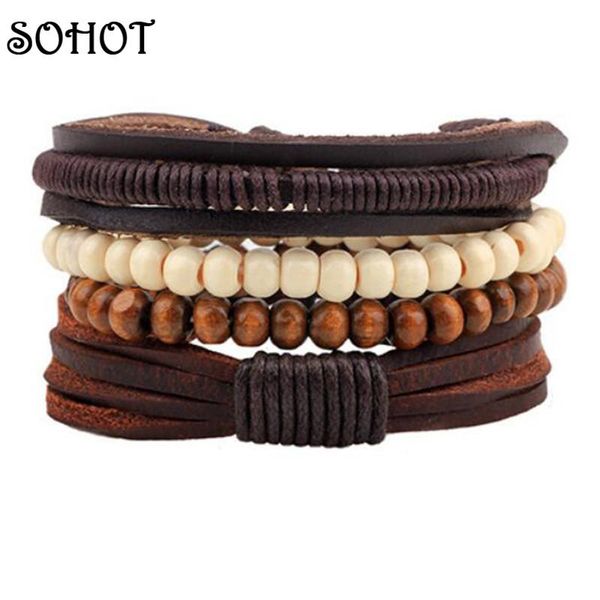 charm bracelets so classic women men jewellery braided handmade wrapped beads multilayer leather rope adjustable bracelet pulsera, Golden;silver
charm bracelets so classic women men jewellery braided handmade wrapped beads multilayer leather rope adjustable bracelet pulsera, Golden;silver