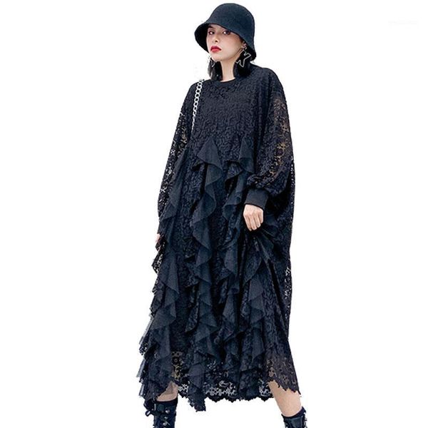qing mo black white women lace dress 2020 spring women mesh patchwork dress female plus size slim zqy30521, Black;gray 
qing mo black white women lace dress 2020 spring women mesh patchwork dress female plus size slim zqy30521, Black;gray